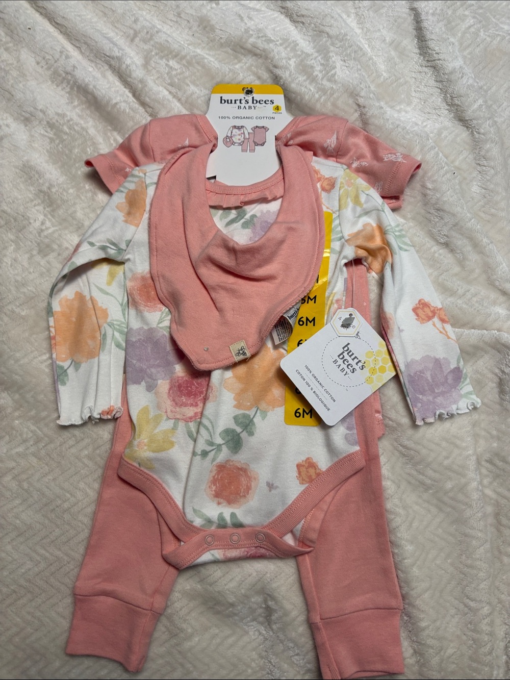 Burt's Bees Baby Pink Floral Organic Cotton Layette Set